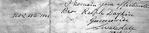 Ralph Daykin 1866 Letter extract - reproduced by kind permission of Christine Amsden