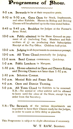 Muker Show 1925 Programme