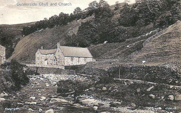 Gunnerside Ghyll and Church School postcard