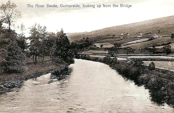 River Swale from bridge postcard