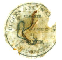 Label showing the watch was serviced by Ralph Daykin