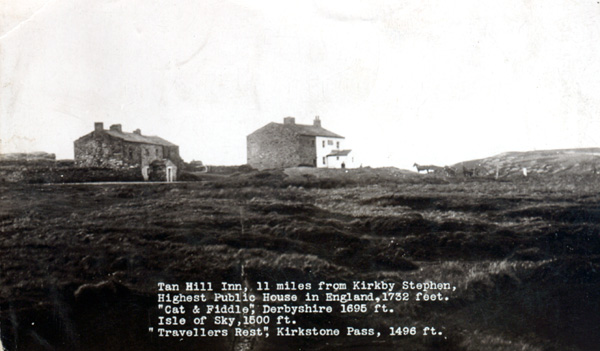Tan Hill Inn postcard ©JW Braithwaite, Kirkby Stephen - July 1921